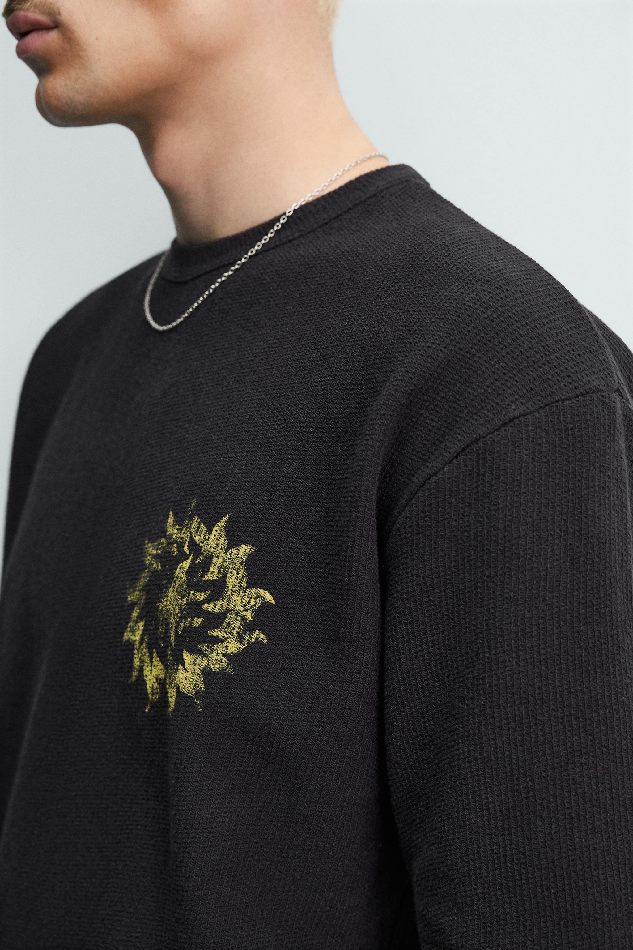 WASHED KNIT PRINTED T-SHIRT